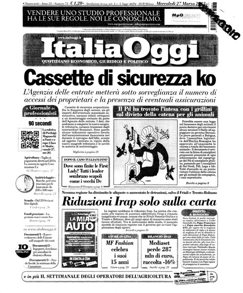 Italia oggi : quotidiano di economia finanza e politica